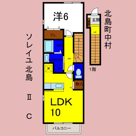 ソレイユ北島ⅡＣの物件間取画像